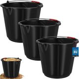 KOTARBAU® Bouwemmer 21 L - Mortelemmer - Emmer met Schenktuit - HDPE - Emmer met Schaalverdeling - en Handvat - Cementemmer - Betonemmer - Zwart
