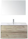 BES LED Dante Badmeubelset 100 cm - Craft Oak - Keramische Wastafel Wit Enjoy met Spiegel