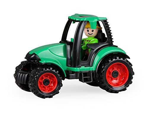 Lena 01624 - Truckies tractor, stabiel kinderspeelgoedvoertuig ca. 17 cm lang, klein landbouwspeelgoedvoertuig, trekker voor kinderen vanaf 2+, robuust voertuig voor zandbak, strand en kinderkamer, Meerkleurig