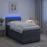 vidaXL Boxspringbed met matras, donkergrijs, 90 x 200 cm, fluweel