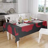 Bonamaison Tafelkleed, Anti-Mold, Sneldrogend, Waterdicht, 100% Polyester Tafellaken, rood Zwart, 140 x 160 Cm