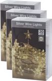 Merkloos / Sans marque Draadverlichting lichtsnoer - 3x - 20 sterren lampjes - warm wit - op batterij - 100 cm