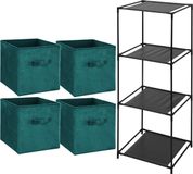 Storage Solutions Opbergrek Smartrack - met 4x mandjes stof - petrol groen - 34 x 104 cm
