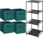 Storage Solutions Opbergrek Smartrack - met 4x mandjes stof - petrol groen - 34 x 104 cm