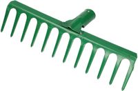 KOTARBAU® Tuinhark, Gazonhark, Bladhark, Metaal, 31 cm, Groen, Tuinhark voor Gazon, 12 Tanden, Stevige Hark, Waaierbezem, Robuust Tuingereedschap, zonder Steel