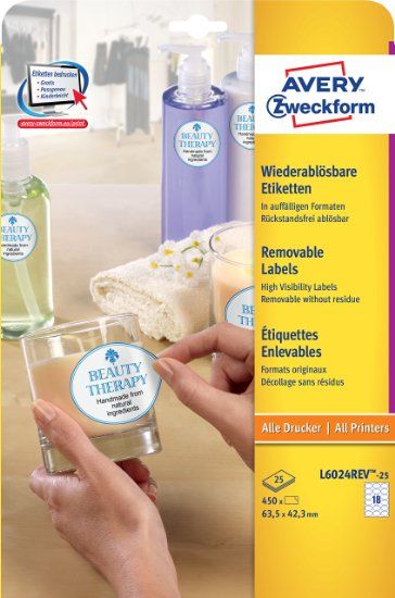 Avery Productetiketten - wit - 63,5 x 42,3 mm - afneembaar