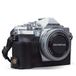 MegaGear MG1934 Ever Ready Echt lederen halve hoes voor Olympus OM-D E-M10 Mark IV camera, zwart.