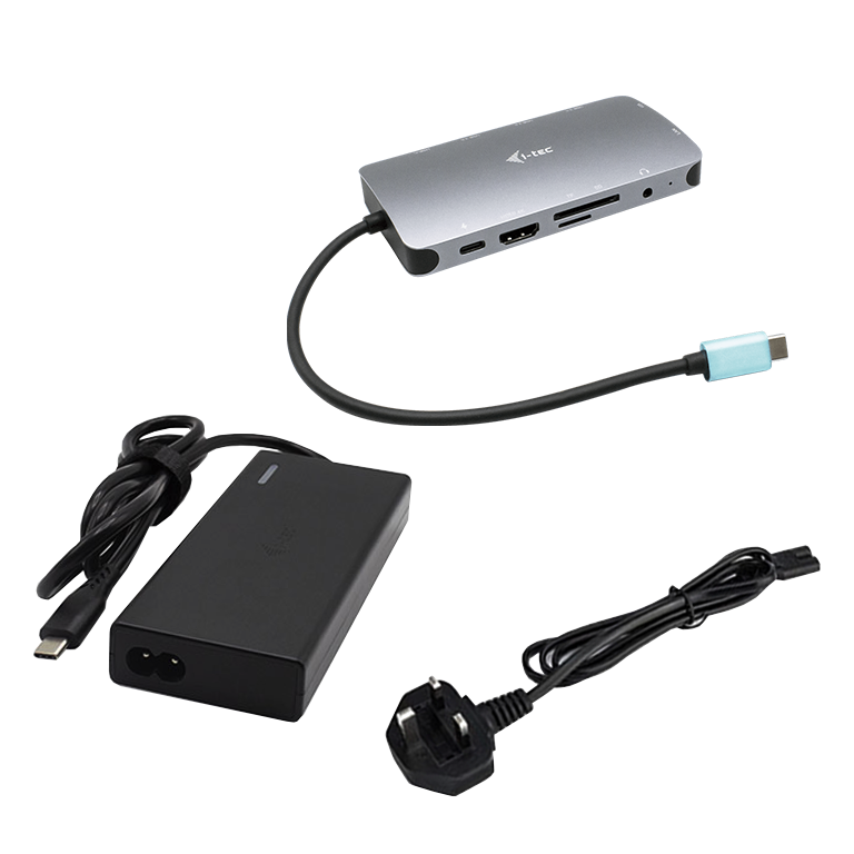 i-Tec Metal USB-C Nano Dock - HDMI/VGA, LAN, 77W Charger - Silver