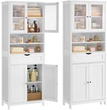 Songmics Badkamerkast – Met planken, lades en open vakken – Cloud White – Kunststof, MDF – 60x170x30 cm