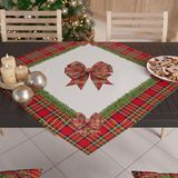 PETTI Artigiani Italiani - Kerst tafelstuk, kerst keukentafel middelpunt tafelloper 90 x 90 cm, tartan knoop middelpunt 100% Made in Itay