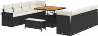 vidaXL Banc de jardin 11 pièces Noir Polywood
