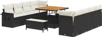 vidaXL Banc de jardin 11 pièces Noir Polywood