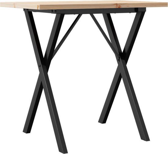 vidaXL Eettafel X-frame 80x50x75,5 cm massief grenenhout en staal