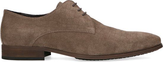 Manfield Heren Taupe Suède Veterschoenen Maat 43