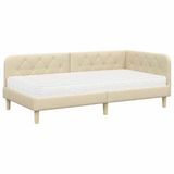 vidaXL Hoek Bed Frame Crème Stof 90 x 190 cm