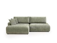 Canapé d'angle convertible 4 places tissu sauge gauche