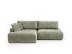 Canapé d'angle convertible 4 places tissu sauge gauche
