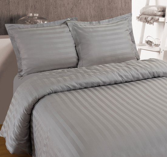Primaviera Deluxe Hotel Stripe Dekbedovertrek - Lits-Jumeaux - 240x200/220 + 2 x kussenslopen 60x70 - Grijs