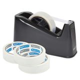 Rapesco 1639 Heavy Duty Plakbandhouder 500 met 4 Rol Plakband, Zwart