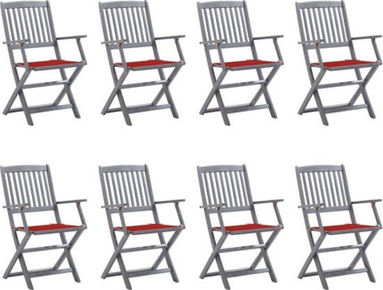 vidaXL Tuinstoelen 8 stuks inclusief kussens massief acaciahout
