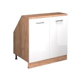 Vicco Rion Kast voor schuine wand – 80 x 81.6 cm met 2 deuren, kastromp 60 cm diepte Wit Hoogglans