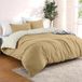 TRANKIELO® Dekbedovertrek 155x220 cm avec 2 kussenslopen 80x80 cm - Beige/Zand - 100% microfibre