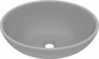 vidaXL - Lavabo - ovale - 40x33 cm - céramique - mat - gris clair