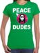 Bellatio Decorations Hippie jezus Kerstbal shirt / Kerst t-shirt peace dudes groen voor dames - Kerstkleding / Christmas outfit L