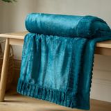Catherine Lansfield Fluweel en imitatiebont 150x200cm plaid Teal
