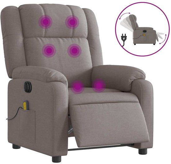 vidaXL Massagestoel elektrisch verstelbaar stof taupe