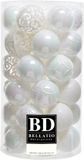 Shoppartners Bv Boules de Noël - 37x - blanc nacré - 6 cm - plastique - incluant 100 crochets - incassable