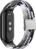 By Qubix Qubix Braided Nylon Bandje Grijs met Wit voor Xiaomi Smart Band 8 / 9 / 10