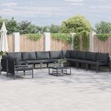 vidaXL Tuinbank - Set - 10 - st - Zwart - Staal