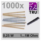 TRU COMPONENTS TC-12888456 T22P037 Metaalfilmweerstand assortiment Axiaal bedraad 0207 0.25 W 1 % 1000 stuk(s)