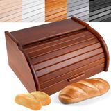 Creative Home Houten Broodtrommel Bruin | 40 x 27,5 x 18,5 cm | Natuurlijk Beukenhout | Container met Roltop | Brooddoos voor Elke Keuken | Perfect voor Droogvoer