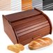 Creative Home Houten Broodtrommel Bruin | 40 x 27,5 x 18,5 cm | Natuurlijk Beukenhout | Container met Roltop | Brooddoos voor Elke Keuken | Perfect voor Droogvoer