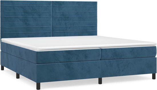 vidaXL Boxspring met matras fluweel donkerblauw 200x200 cm