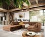 DELIFE Sofa Elio kunstleer vintage bruin 300x185 cm met poef woonlandschap