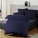 TRANKIELO® - Ensemble de literie 155 x 220 cm - bleu foncé - microfibre - sans repassage et infroissable - 1 housse de couette + 1 taie d'oreiller