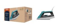 GRUNDIG SI 3550 stoomstrijkijzer, 2.400 W, 120 g/min stoomstoot, 25 g/min stoomvermogen, keramische strijkzool, 220 ml watertank, druppelstop, anti-kalktechnologie, wit/turquoise