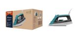 GRUNDIG SI 3550 stoomstrijkijzer, 2.400 W, 120 g/min stoomstoot, 25 g/min stoomvermogen, keramische strijkzool, 220 ml watertank, druppelstop, anti-kalktechnologie, wit/turquoise