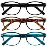 Leesbril UV Reader Leesbril Bijzonder 3 Stuks Mengen Aanbod Zeeblauw Bruin Schildpad Zwart Vrouwen Mannen RRR76-123 +1,00