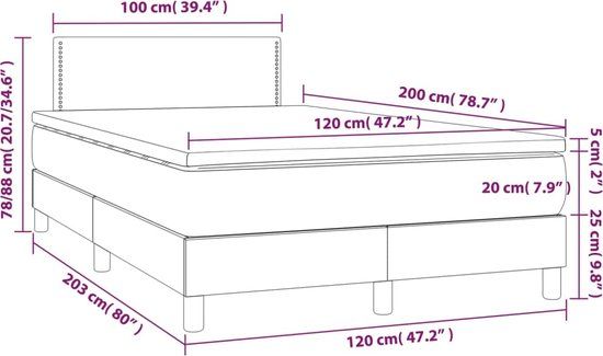 vidaXL Boxspring met matras fluweel donkergrijs 120x200 cm