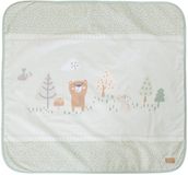 roba babydeken Woodland Buddies 80 x 80 cm - knuffeldeken 2-zijdig - katoen & fleece superzacht - beer, haas & bij motief - pastelgroen & zilvergrijs