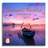 Sunset Lovers Wandkalender 2024, ideaal voor kantoor en thuis, 12 maanden, 30 x 30 cm, inclusief cadeauposter.