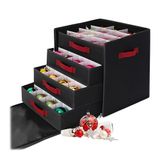 Merkloos / Sans marque Relaxdays Kerstballen opbergdoos met lades, voor 64 ballen, polyester en karton, zwart