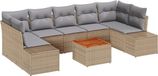 vidaXL Tuinbank Set 8-delig Beige Poly Rattan