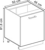 Vicco Keukenonderkast R-Line, Zwart hoogglans/Antraciet, 50 cm zonder werkblad