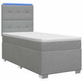vidaXL Boxspringbed met matras, lichtgrijs, 90 x 190 cm, stof