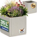 Ethica Pot de fleurs - lot de 2 - plastique blanc craie - 36 x 36 x 35 cm